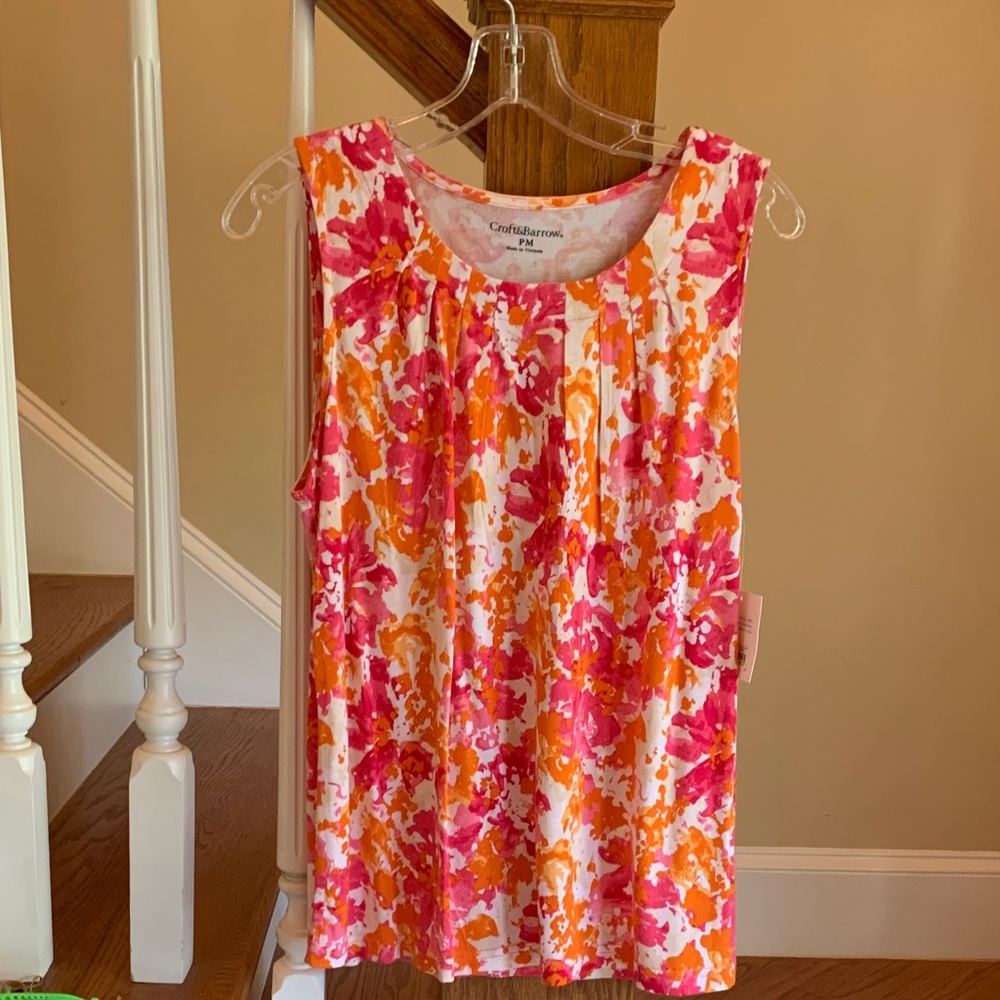 Croft & Barrow Vibrant Pink and Orange Tank Top